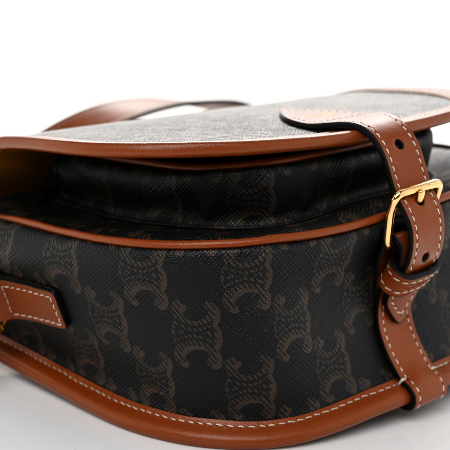 Celine Triomphe Canvas Medium Folco Bag Tan 8 of 10