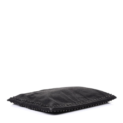 Valentino Garavani Denim Oversized Rockstud Zip Wristlet Pouch Black Jet 3 of 4