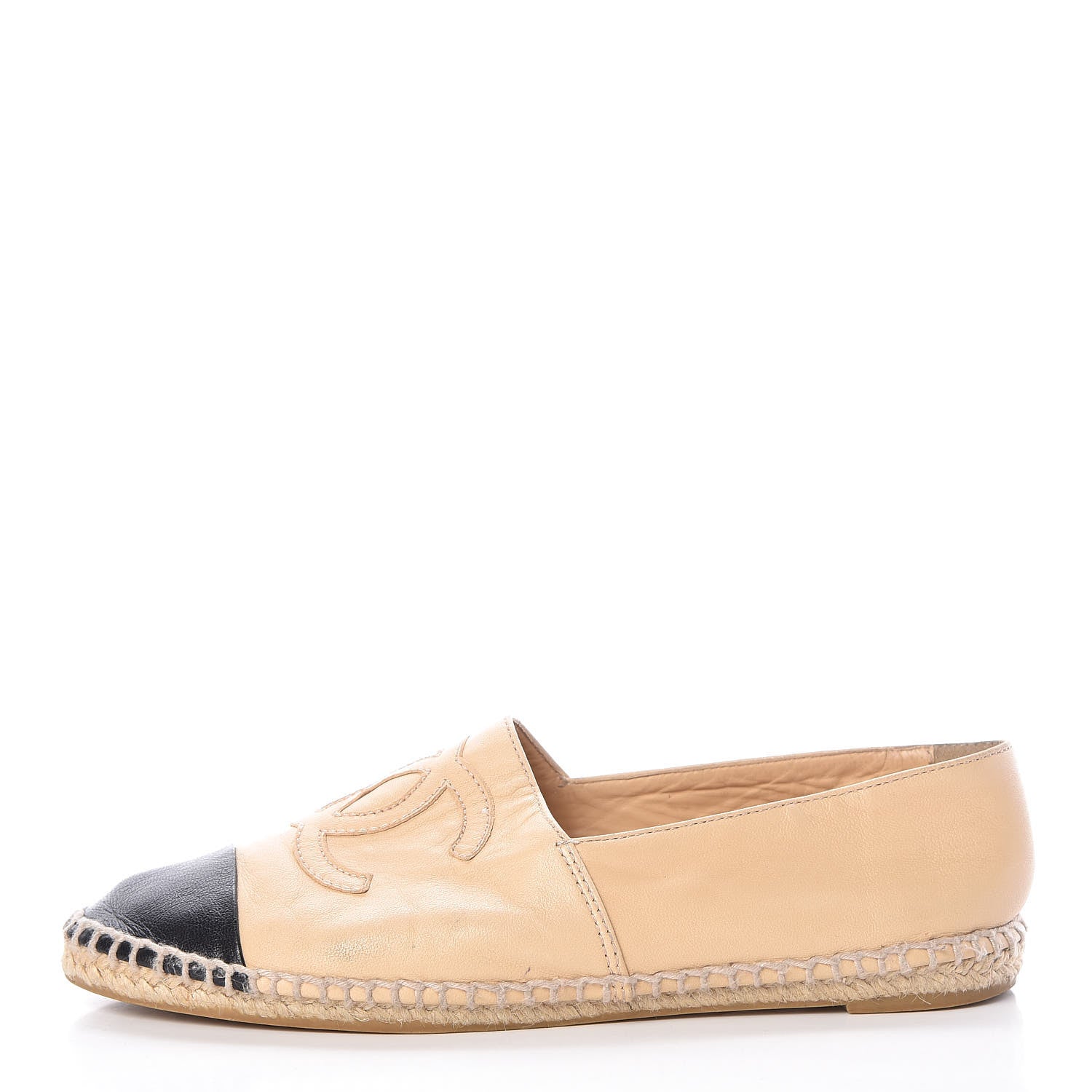 Chanel Lambskin CC Espadrilles 36 Beige Black 1 of 11