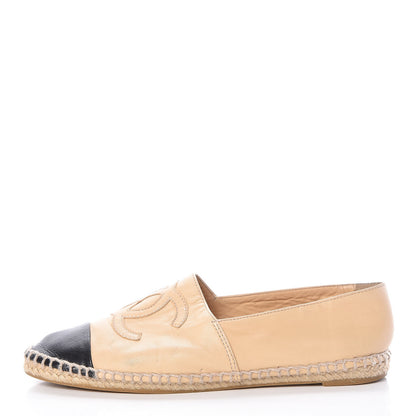 Chanel Lambskin CC Espadrilles 36 Beige Black 1 of 11