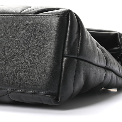 Saint Laurent Lambskin Quilted Small Loulou Puffer Monogram Chain Satchel Black 7 of 9