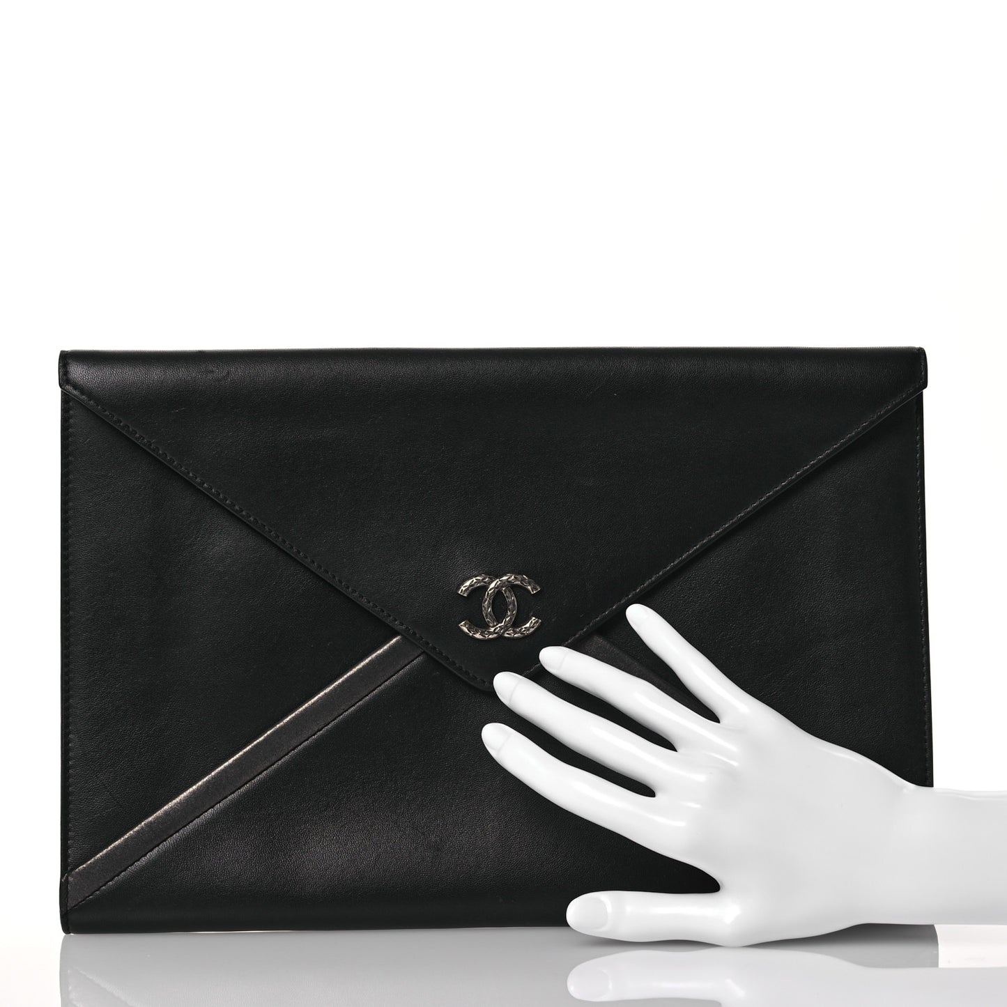 Lambskin Cocomail Envelope Clutch Black