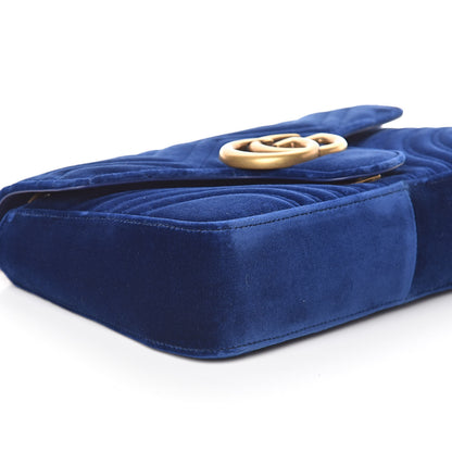 Gucci Velvet Matelasse Medium GG Marmont Shoulder Bag Cobalt Blue 7 of 8