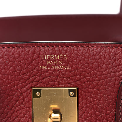 Hermes Taurillon Clemence Sombrero Birkin 30 Rouge H 23 of 37