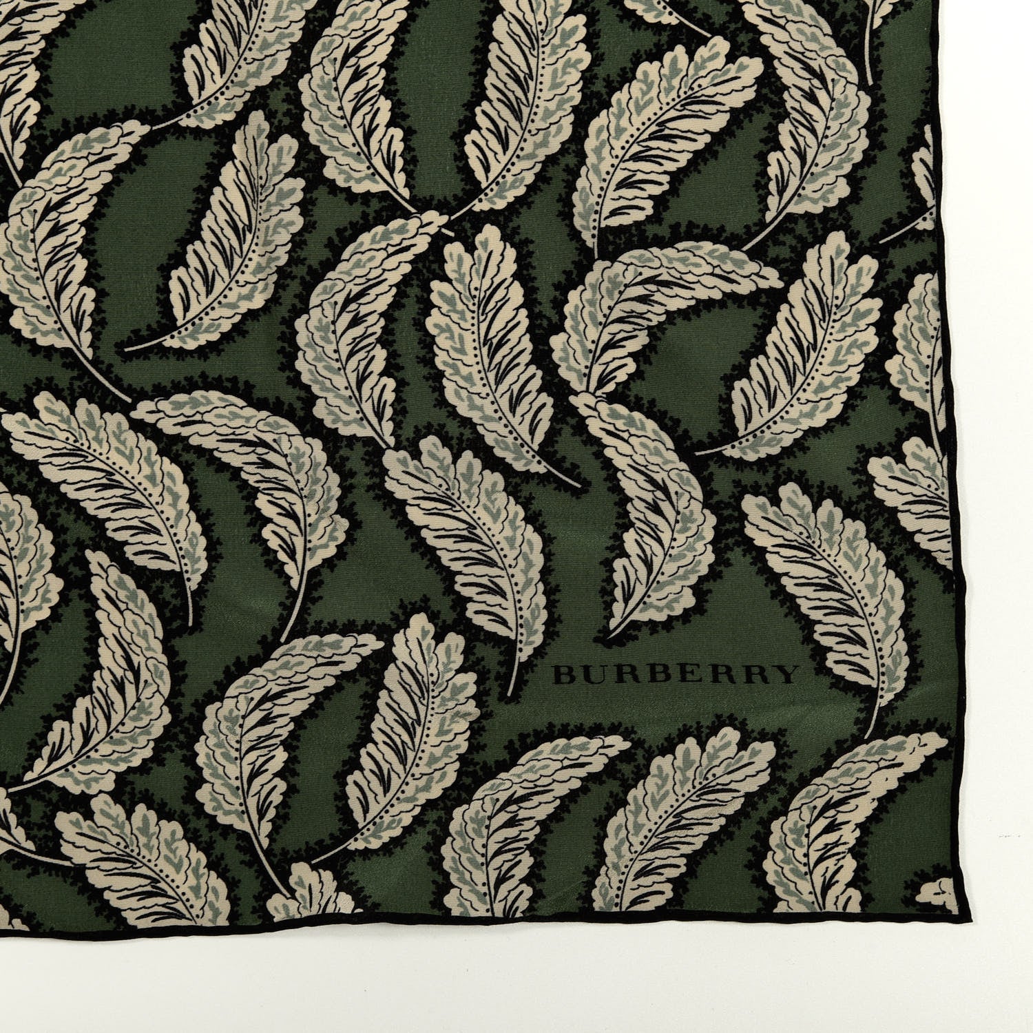 Burberry Silk Leaf Print Scarf Dusty Green 3 of 4
