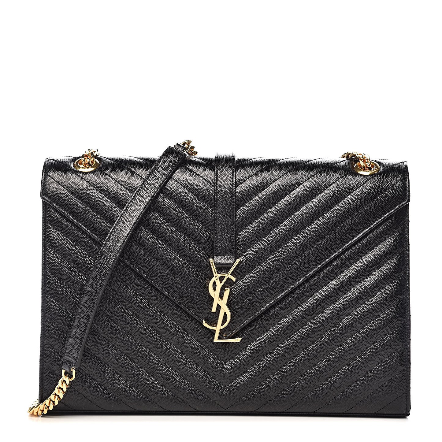 Grain De Poudre Matelasse Chevron Large Monogram Satchel Black