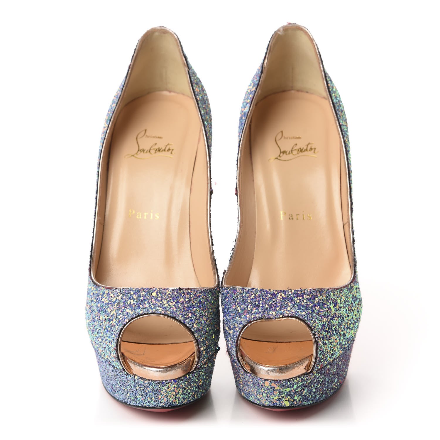Christian Louboutin Glitter Dragonfly Lady Peep 150 Pumps 40 Etincelle Copper 2 of 13