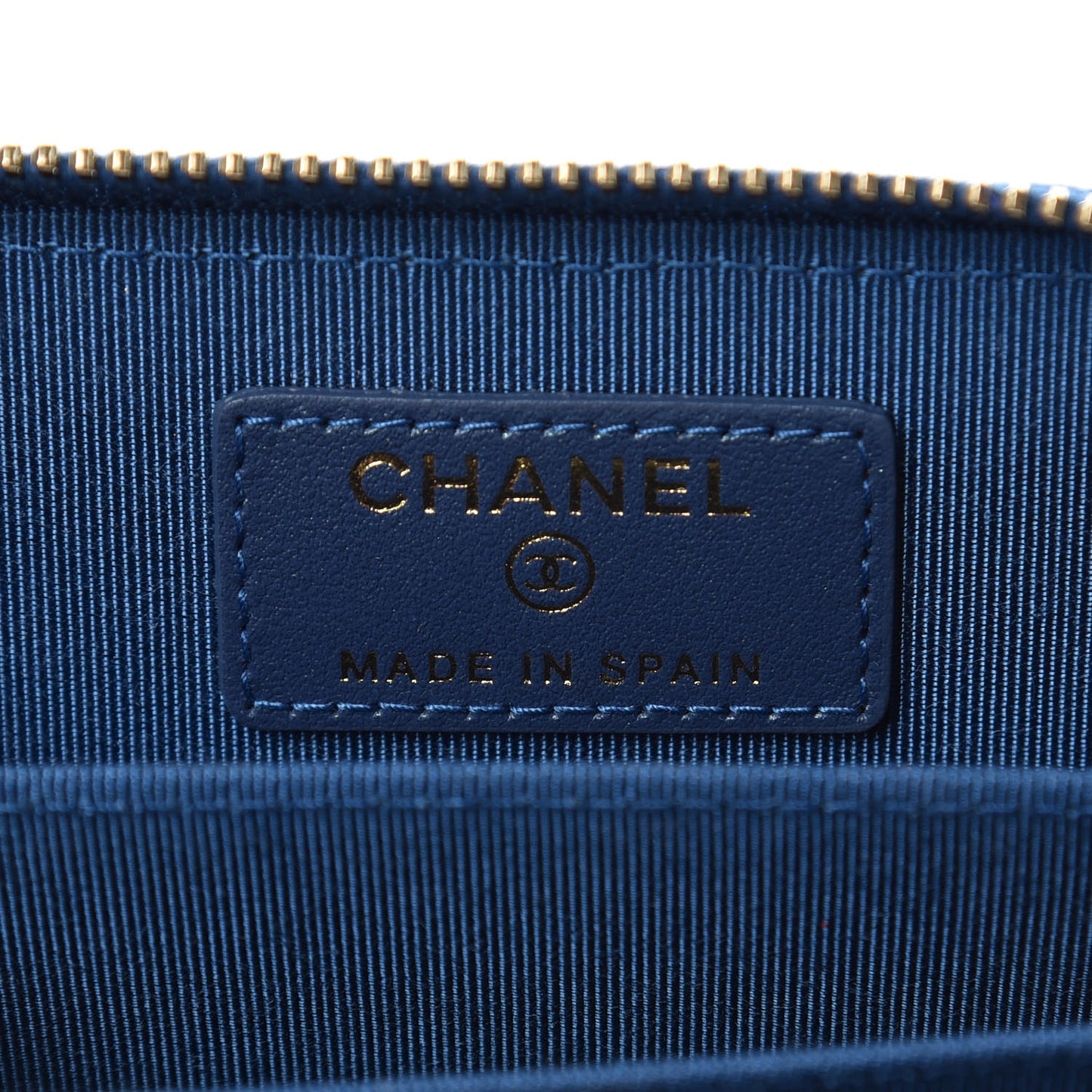 Metallic Caviar Quilted Zip Coin Purse Dark Blue