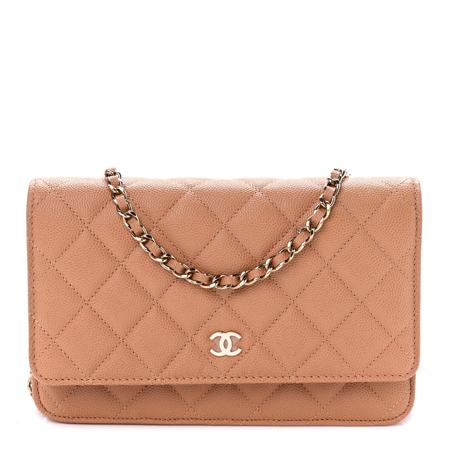 Chanel Caviar Quilted Wallet On Chain WOC Dark Beige 1 of 9