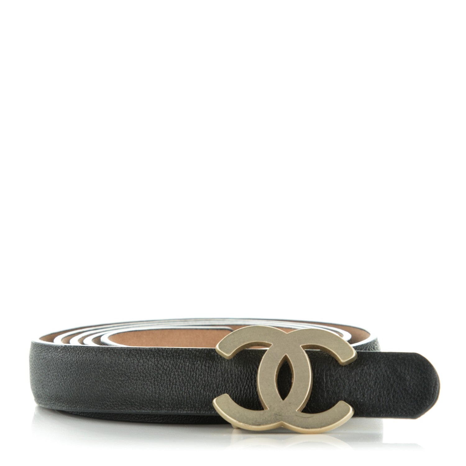 Chanel Lambskin CC Logo Skinny Belt 80 32 Black 1 of 7