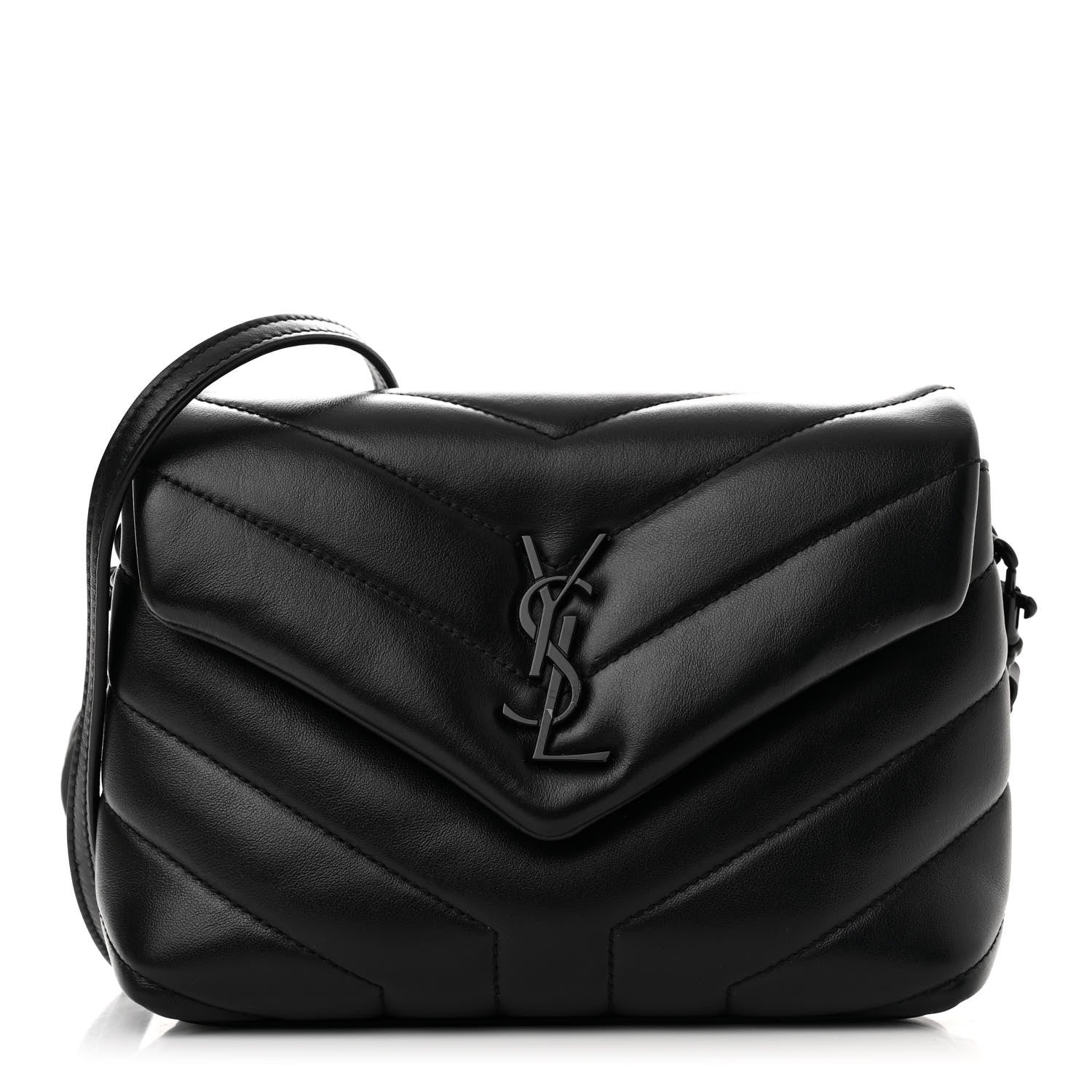 Saint Laurent SAINT LAURENT Calfskin Y Quilted Monogram Monochrome Toy Loulou Crossbody Bag Black 1 of 11