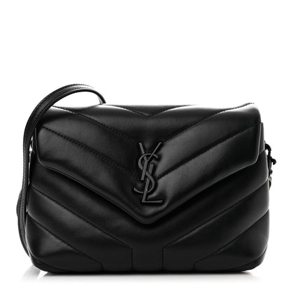 Saint Laurent SAINT LAURENT Calfskin Y Quilted Monogram Monochrome Toy Loulou Crossbody Bag Black 1 of 11
