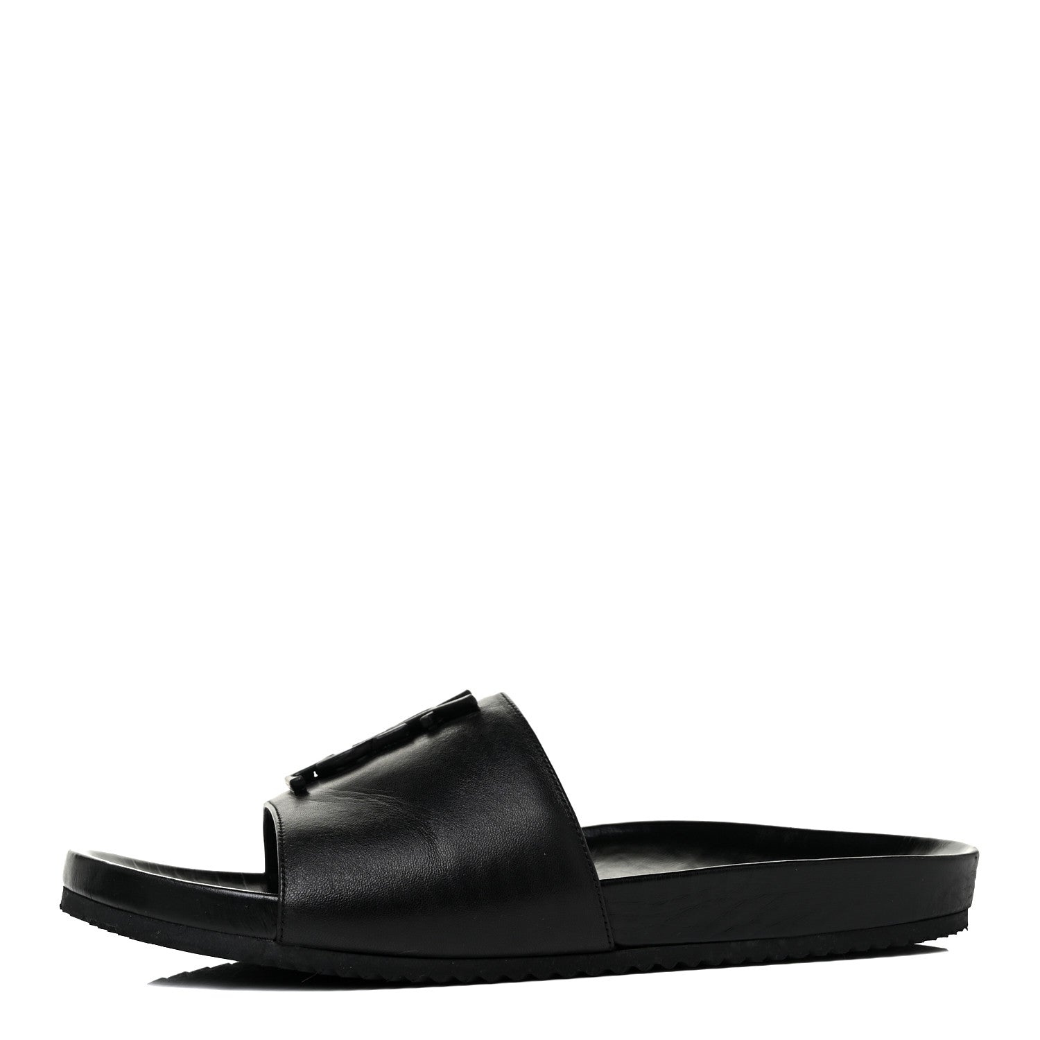 Saint Laurent Calfskin Monogram Jimmy Joan Slide Sandals 39 Black 1 of 10