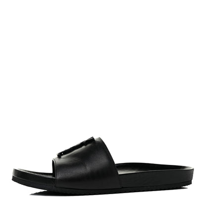 Saint Laurent Calfskin Monogram Jimmy Joan Slide Sandals 39 Black 1 of 10