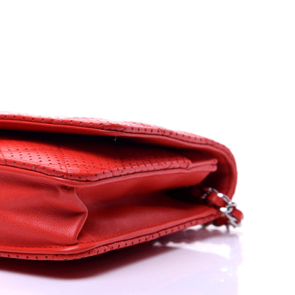 Chanel Perforated Lambskin Quilted Wallet On Chain WOC Red 11 of 23