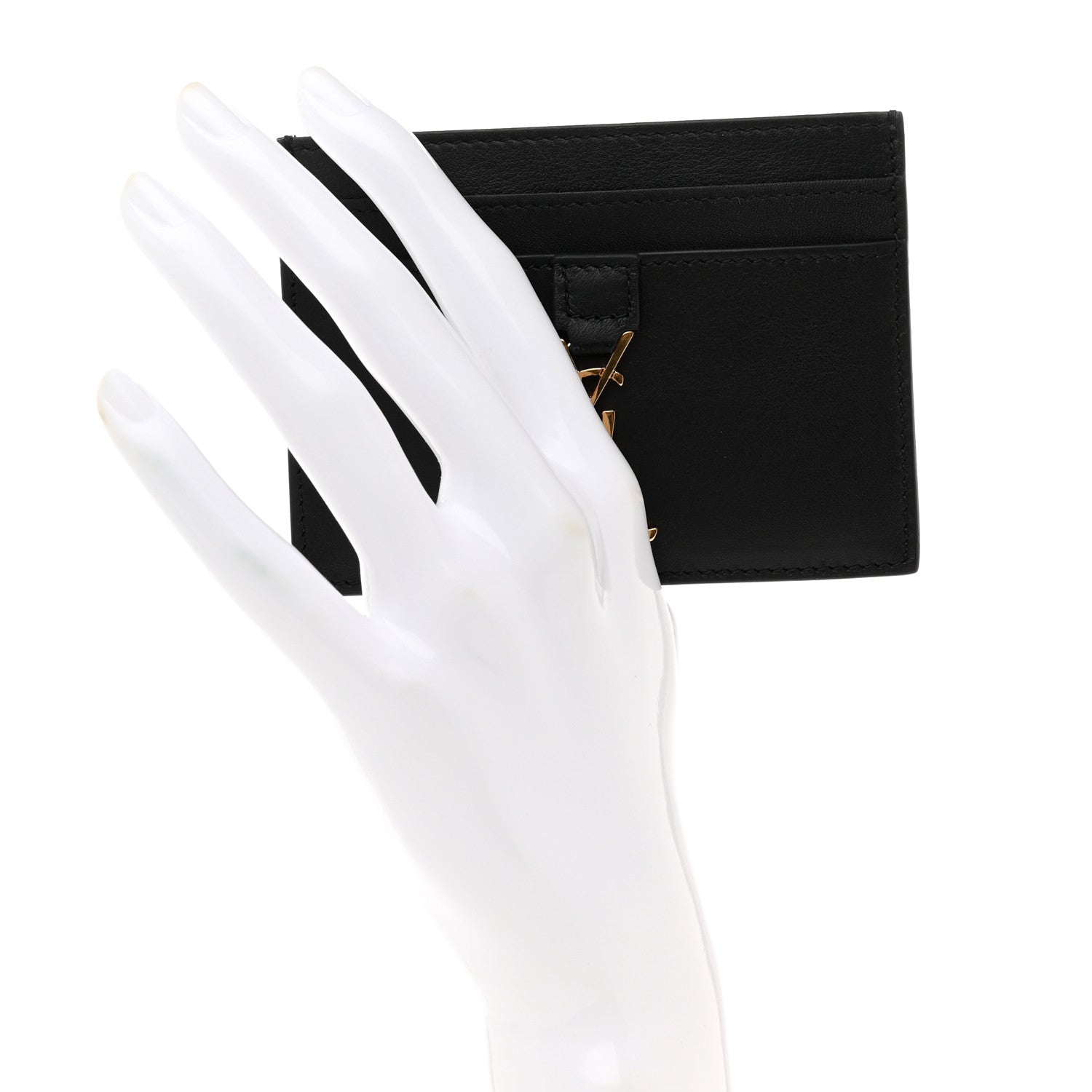 Saint Laurent Calfskin Monogram Card Case Black 2 of 7