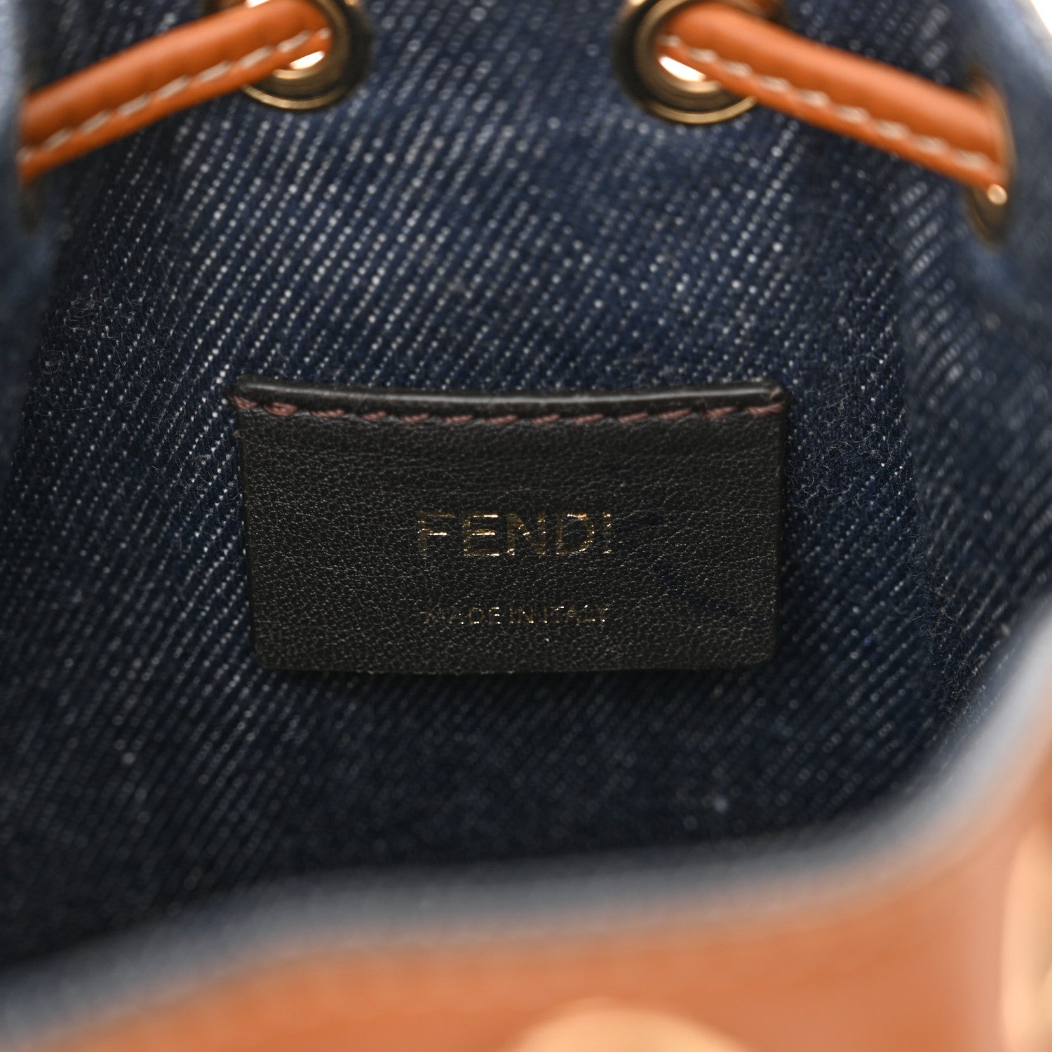 Fendi Denim Vitello King F is Fendi FF Embroidered Mini Mon Tresor Bucket Bag Blue Cuoio 6 of 10