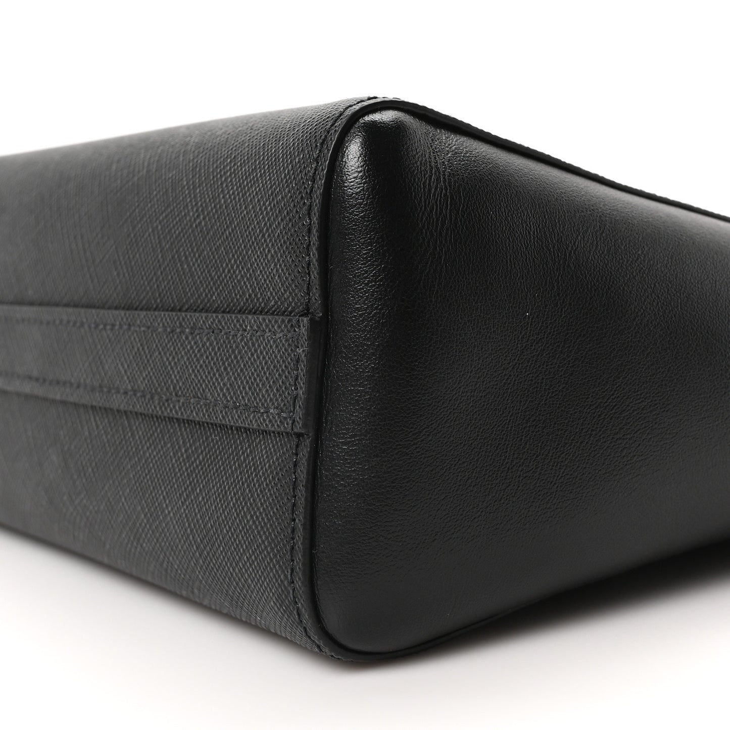 Saffiano Soft Calfskin Small Zippered Tote Black