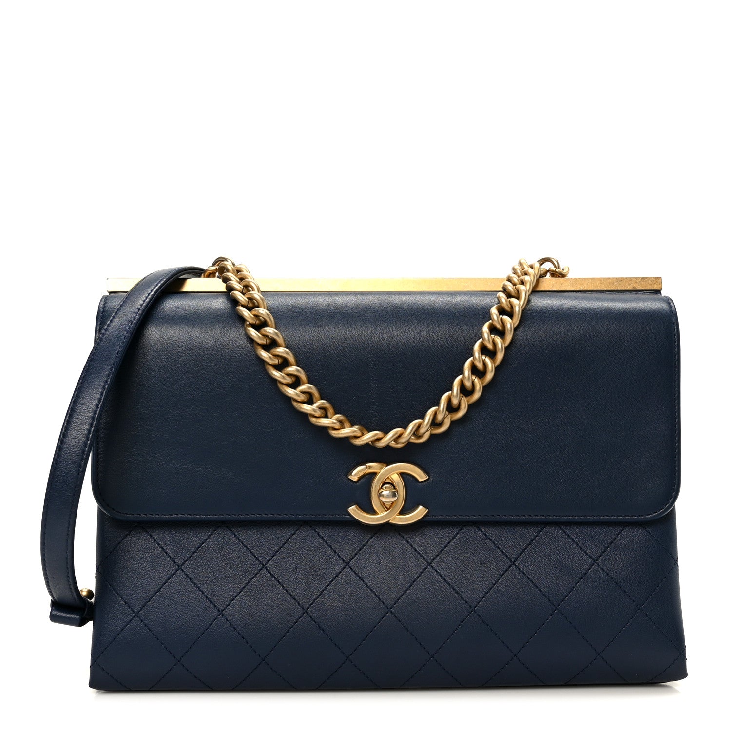 Chanel Lambskin Stitched Coco Luxe Medium Flap Blue 1 of 13