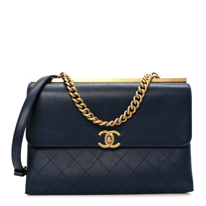 Chanel Lambskin Stitched Coco Luxe Medium Flap Blue 1 of 13