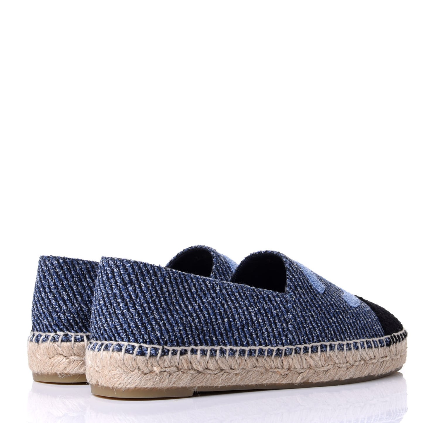 Cotton Tweed CC Espadrilles 38 Blue Ecru Black
