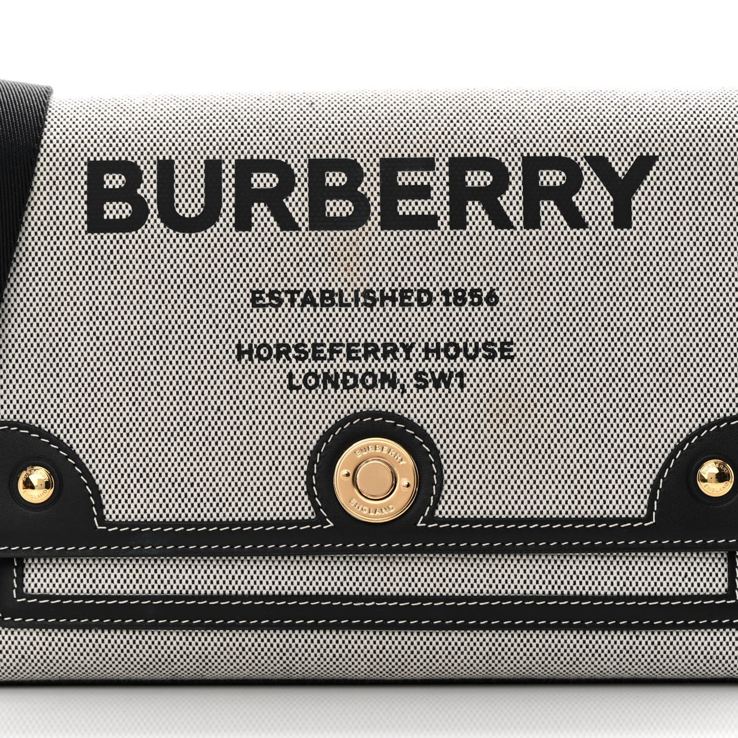 Canvas Horseferry Print Note Crossbody Bag Grey Black