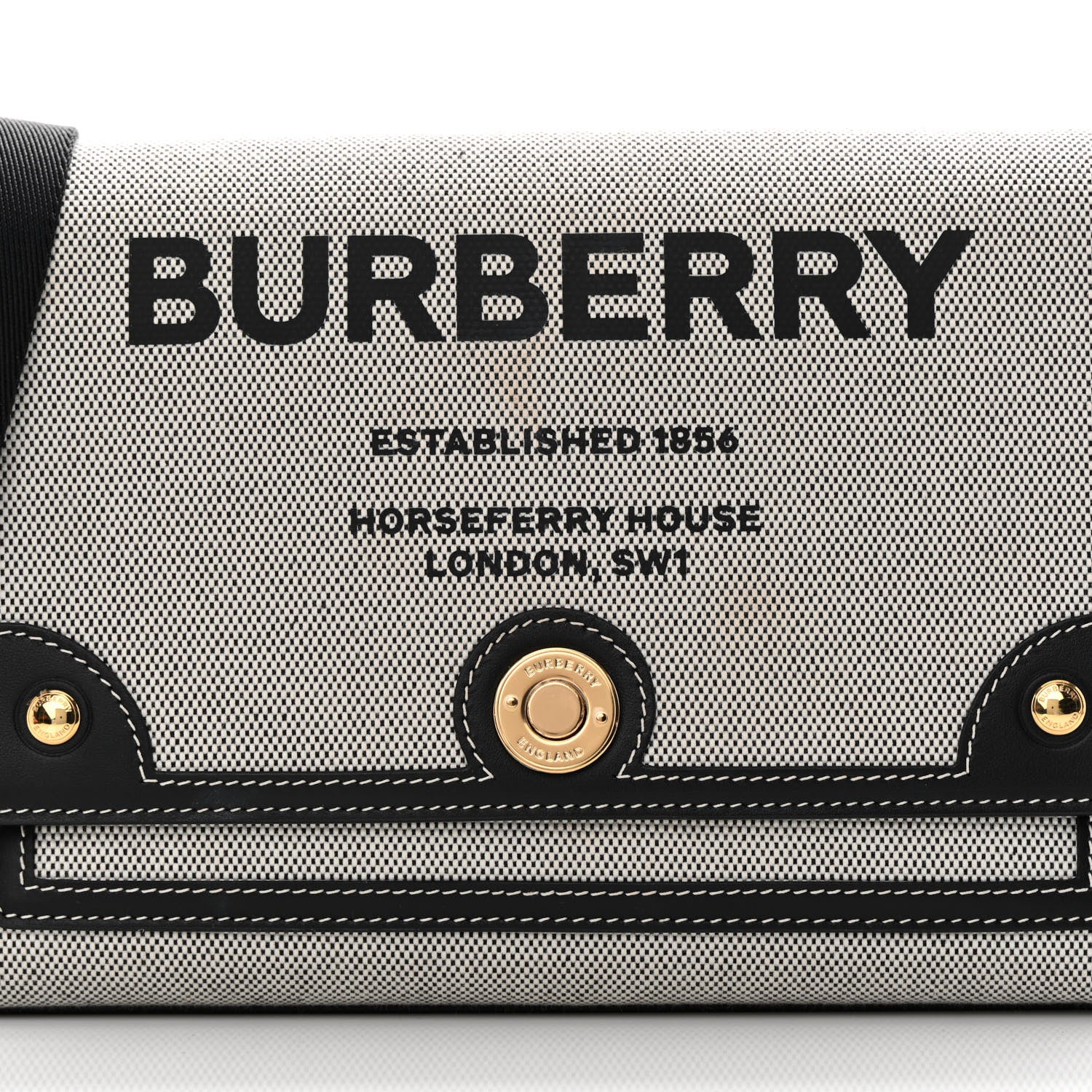 Burberry Canvas Horseferry Print Note Crossbody Bag Grey Black 8 of 12
