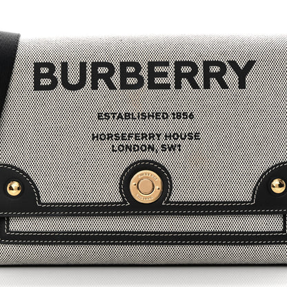 Burberry Canvas Horseferry Print Note Crossbody Bag Grey Black 8 of 12