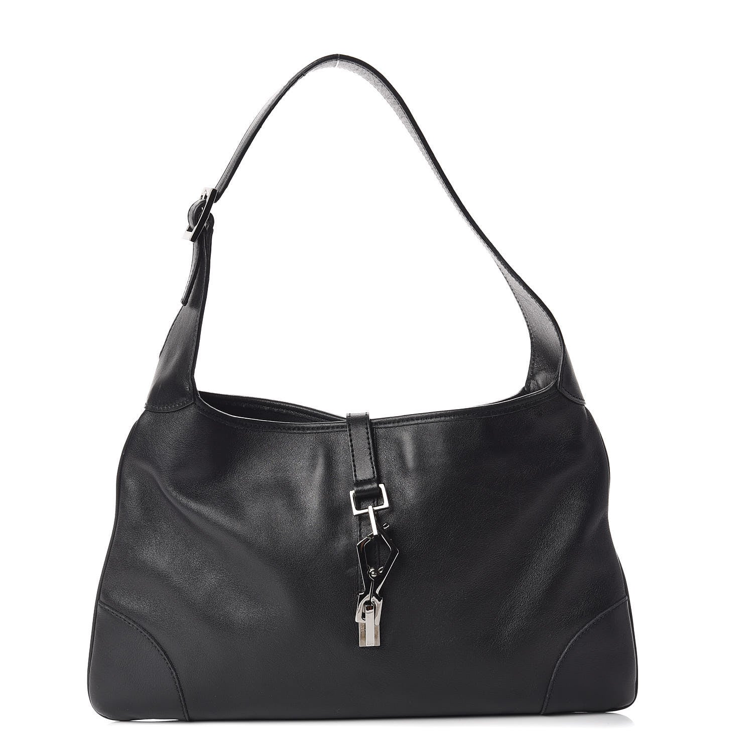Gucci Calfskin Lobster Clasp Lock Jackie O Hobo Black 1 of 12