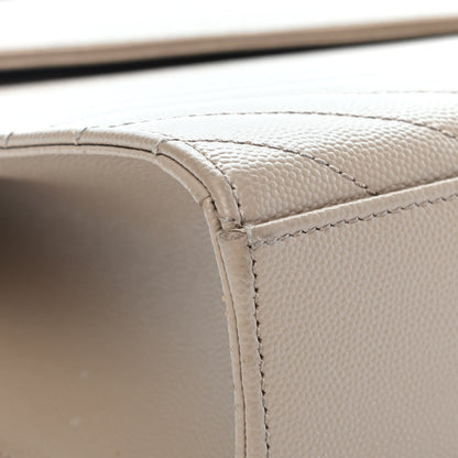 Saint Laurent Grain De Poudre Matelasse Chevron Large Monogram Satchel Dark Beige 8 of 15