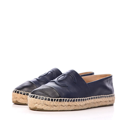 Chanel Lambskin CC Espadrilles 37 Navy Black 3 of 10