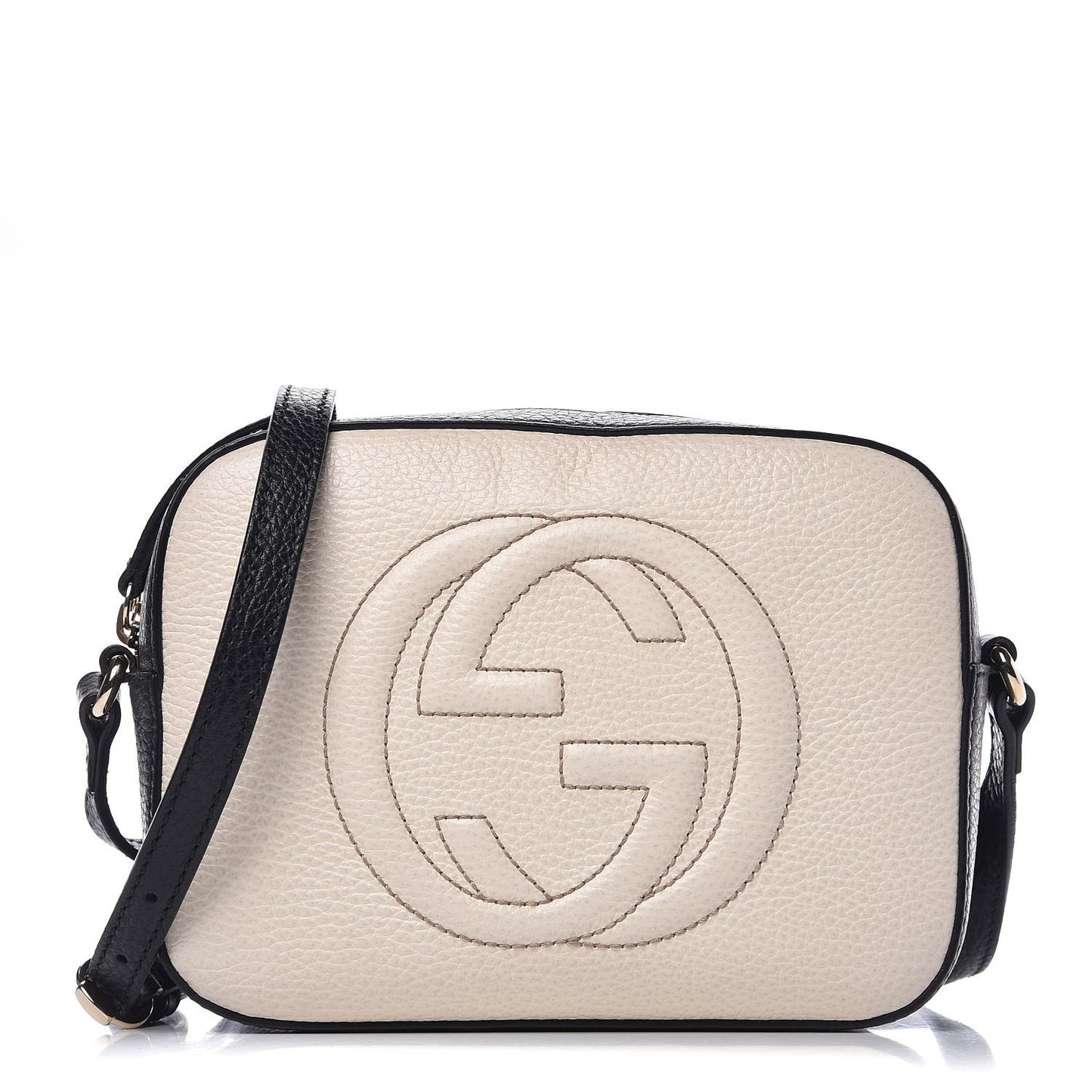 Dollar Calfskin Bi-Color Small Soho Disco Bag Mystic White Black