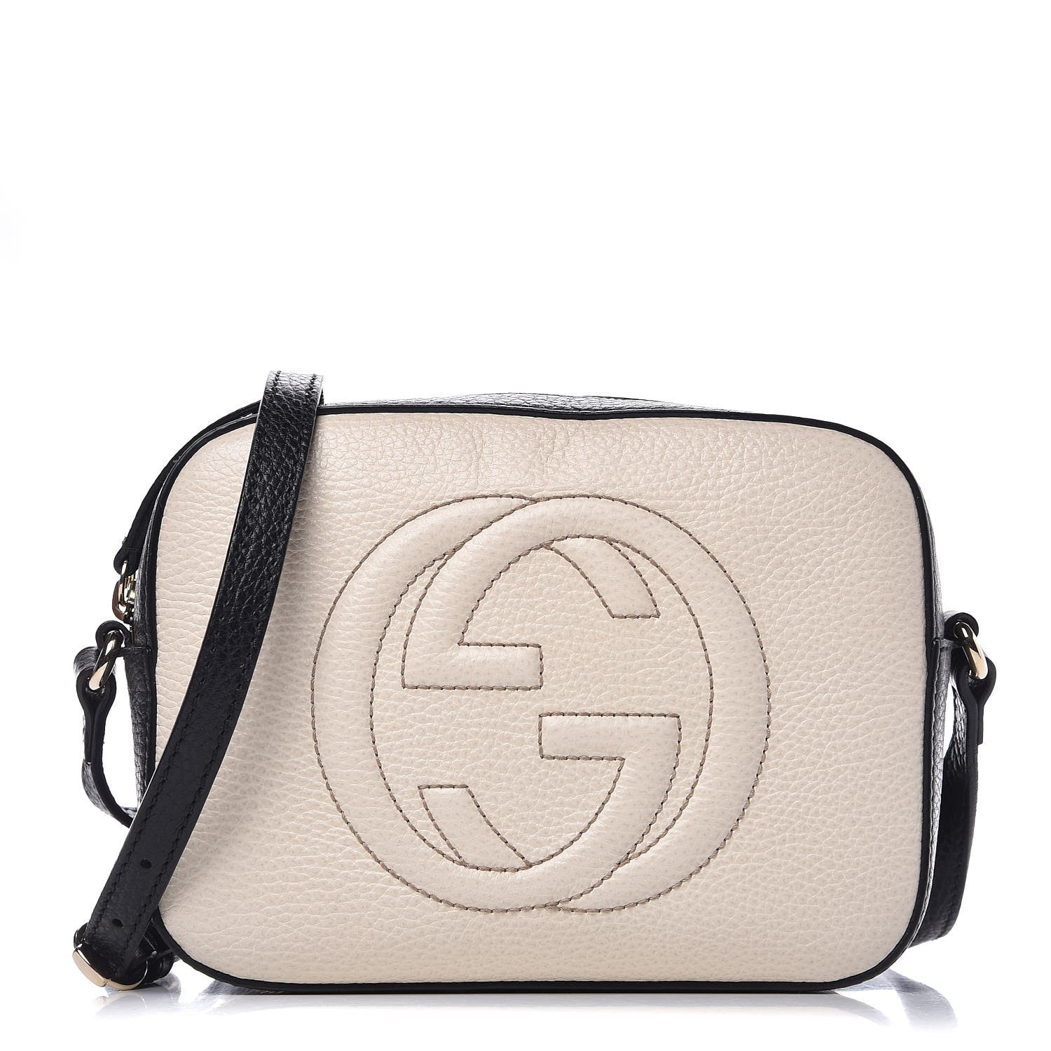 Gucci Dollar Calfskin Bi-Color Small Soho Disco Bag Mystic White Black 1 of 10