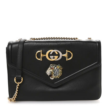 Gucci Vitello Palmellato Lux Crystal Medium Rajah Shoulder Bag Black 1 of 11
