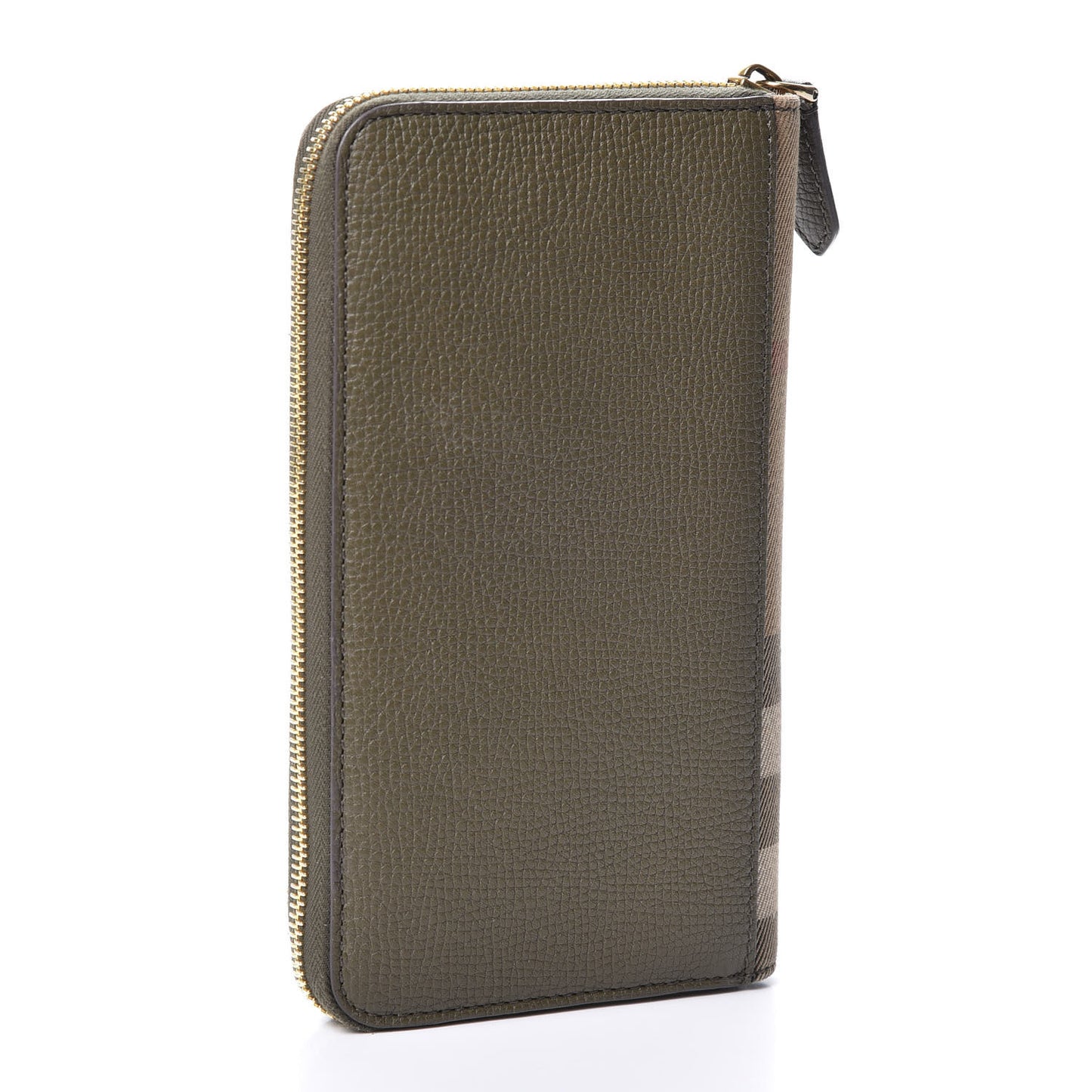 House Check Calfskin Renfrew Long Zip Around Wallet Green