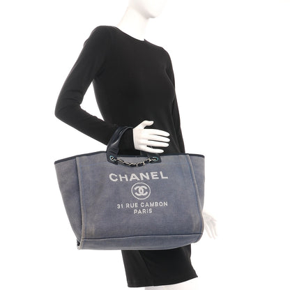 Chanel Canvas Large Deauville Tote Blue 3 of 8