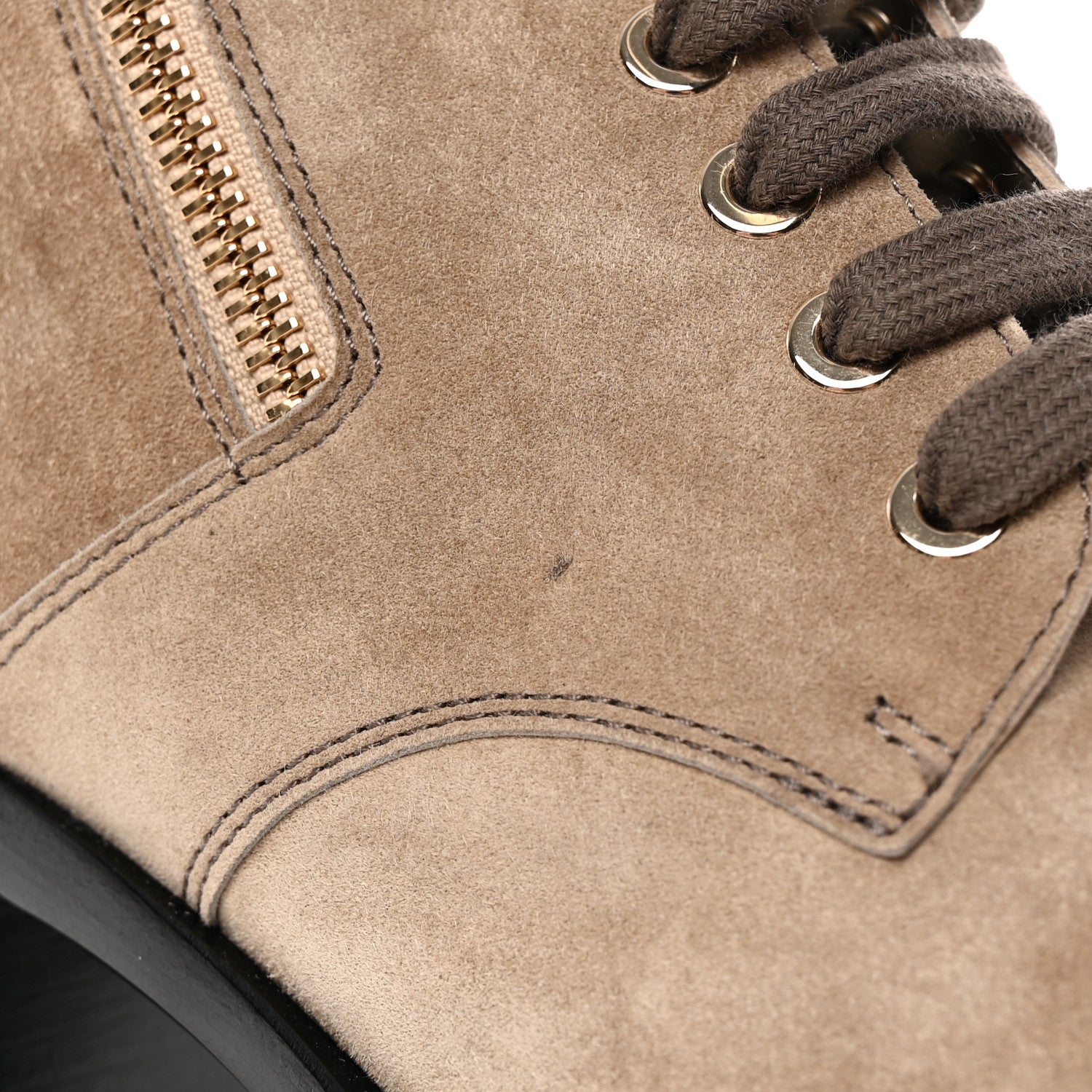 Chanel Suede Calfskin CC Lace Up Short Boots 40 Light Beige 13 of 14