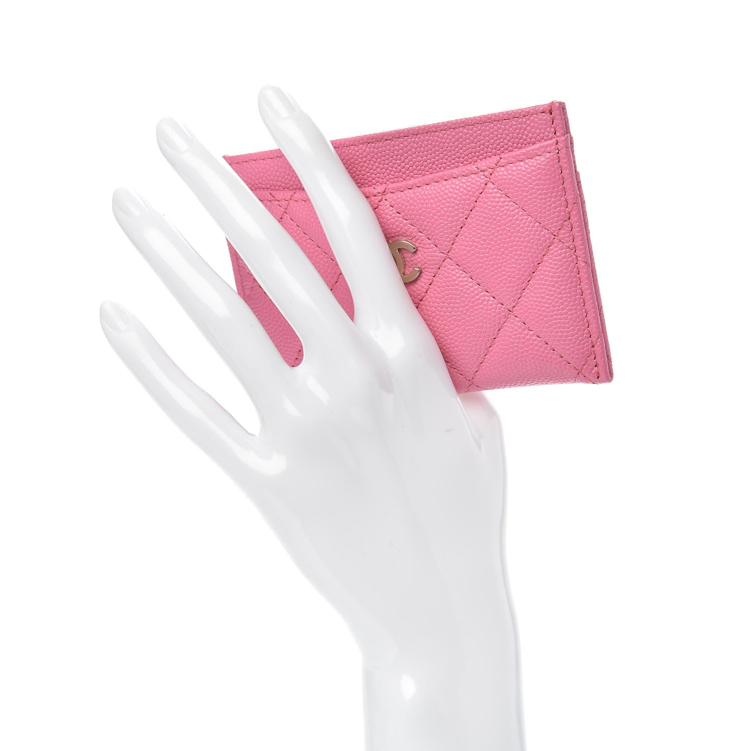Chanel Caviar Quilted Card Holder Pink 2 of 9