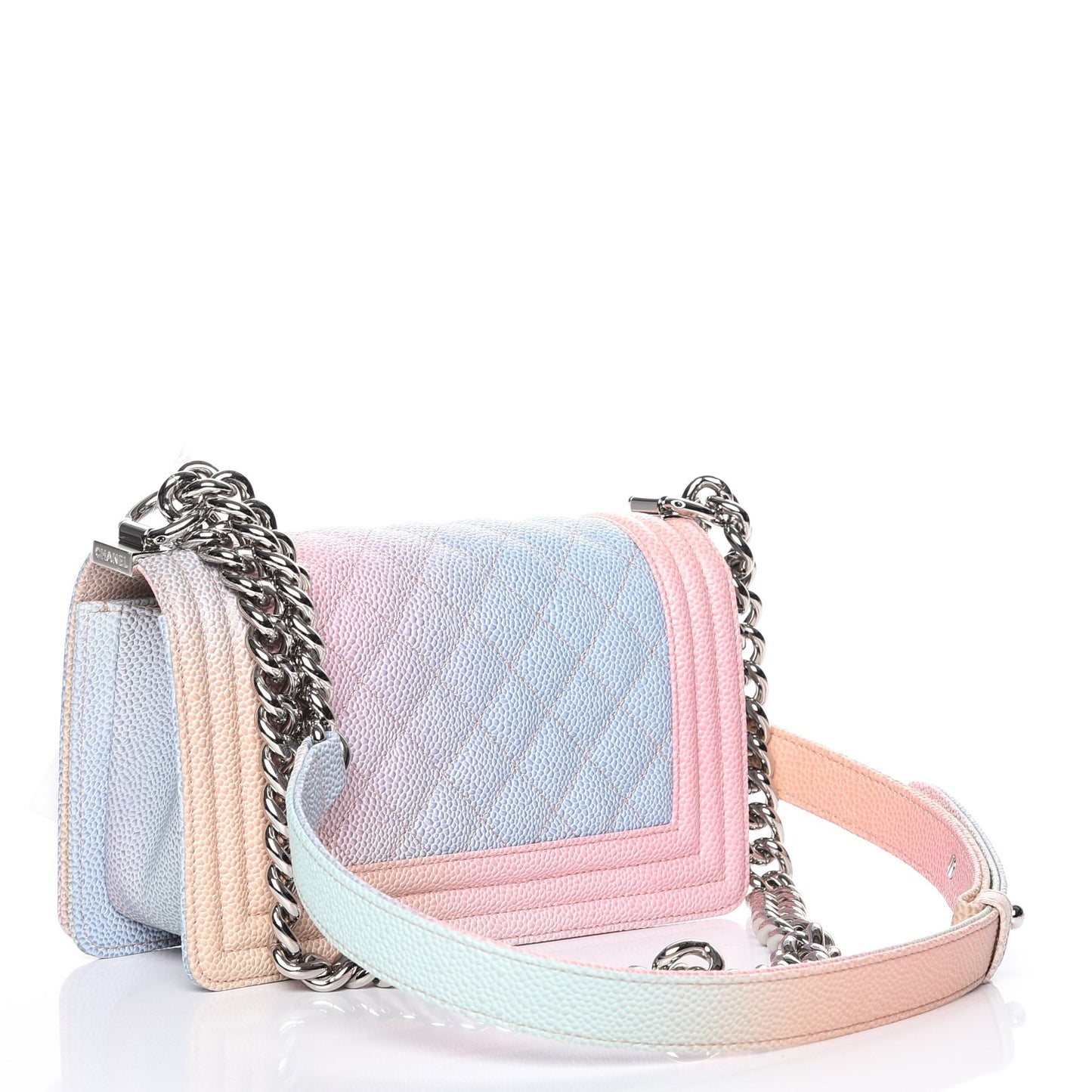 Caviar Quilted Small Rainbow Boy Flap Multicolor