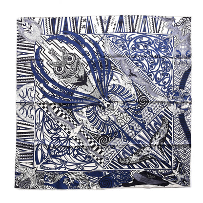 Hermes Silk Kawa Ora Scarf 90 Ivory Marine Black 1 of 6