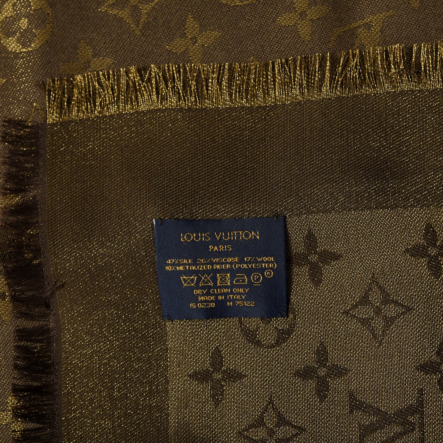 Silk Lurex Wool Monogram Shine Shawl Brown
