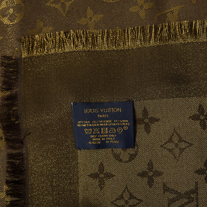 Louis Vuitton Silk Lurex Wool Monogram Shine Shawl Brown 4 of 4