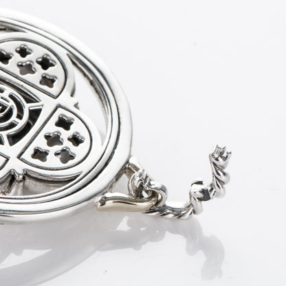 David Yurman Sterling Silver 14K Yellow Gold White Agate Hematite Garnet Half Moon Renaissance Enhancer Pendant 3 of 5