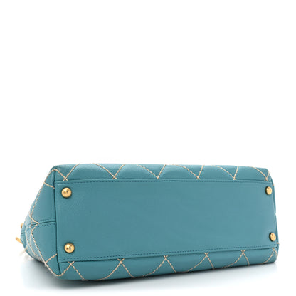 Chanel Calfskin Wild Stitch Surpique Hobo Blue 4 of 16