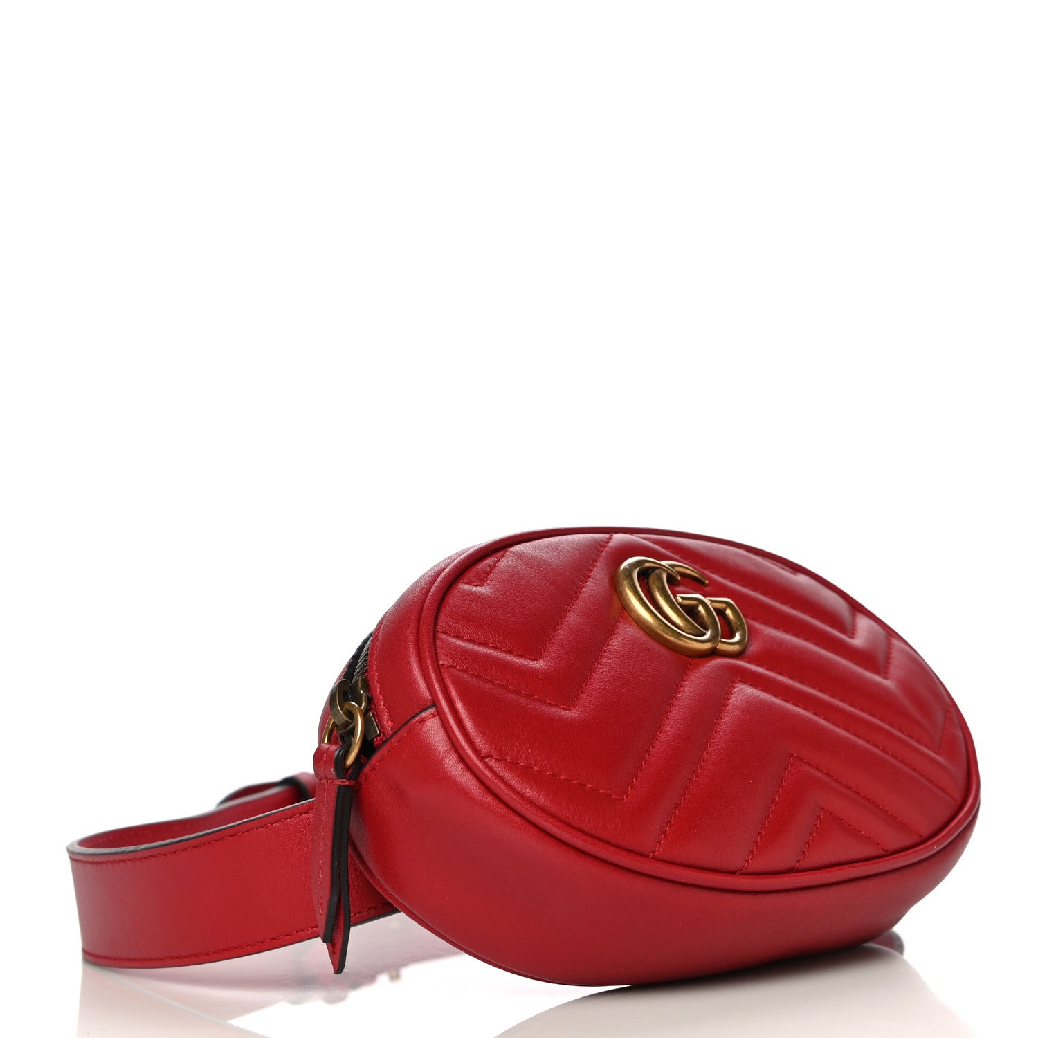 Gucci Calfskin Matelasse GG Marmont Belt Bag 75 30 Hibiscus Red 4 of 12