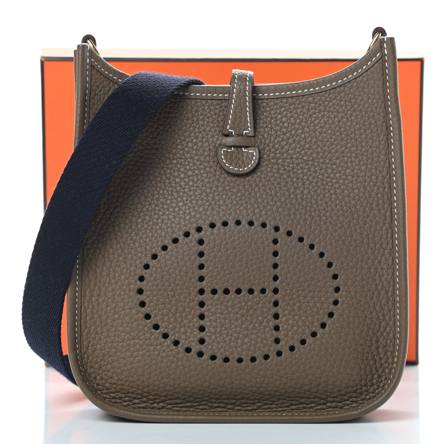 Hermes Taurillon Clemence Amazone Evelyne TPM Etoupe Bleu Indigo 11 of 11