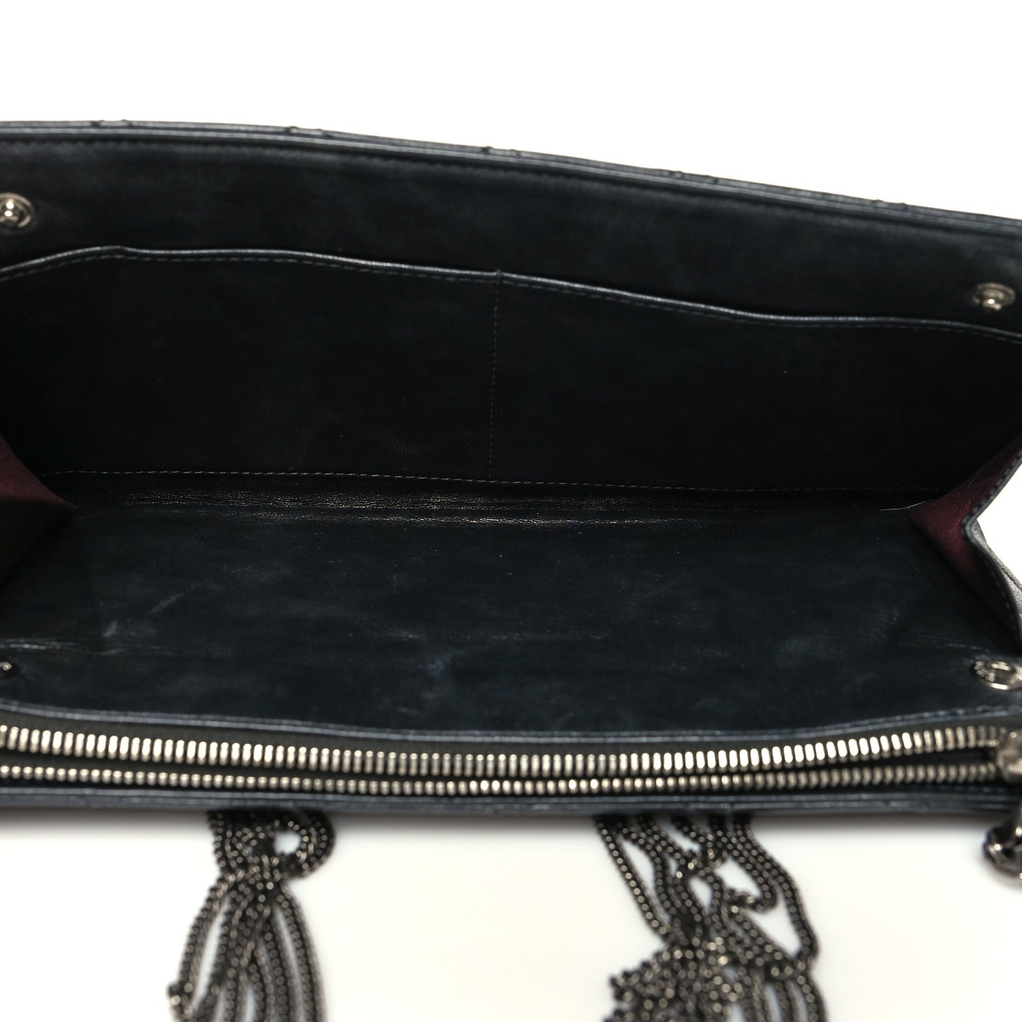 Calfskin Quilted Chain CC Chain Clutch Argent Fonce