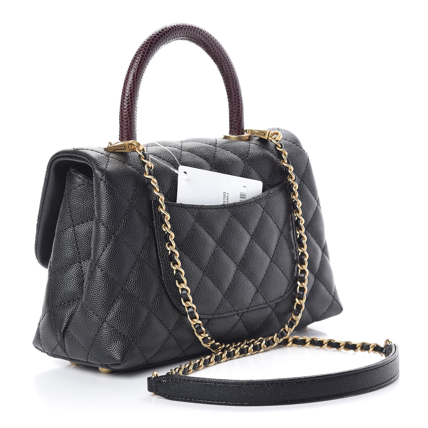Chanel Caviar Lizard Quilted Mini Coco Handle Flap Black 4 of 13