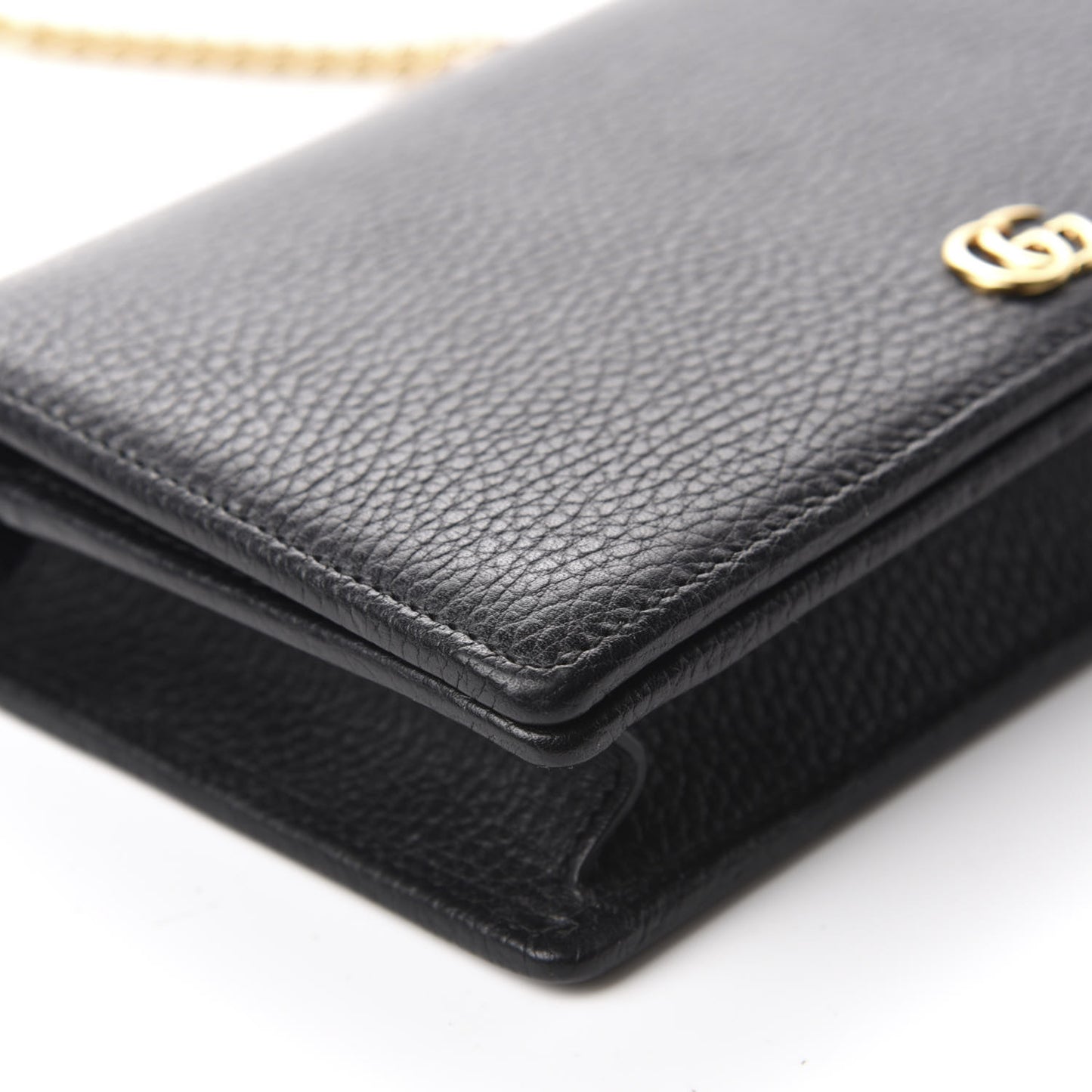 Calfskin Mini GG Marmont Chain Wallet Black