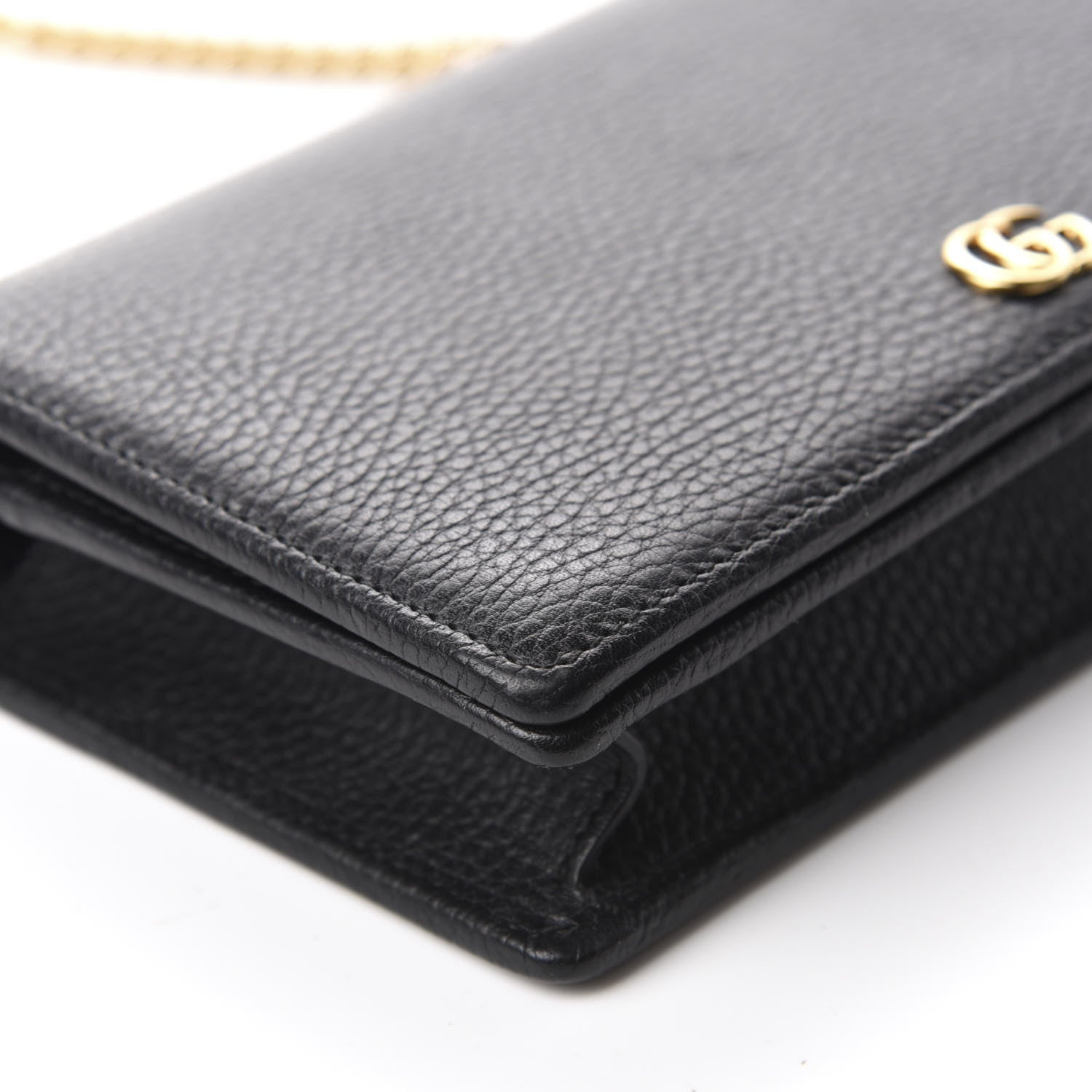 Gucci Calfskin Mini GG Marmont Chain Wallet Black 6 of 12